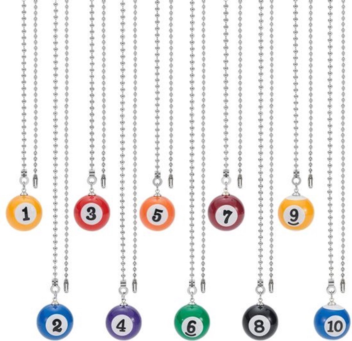 10 Stuks Plafondventilator Trekkettingextender - Multi-kleurige Kunststof Met IJzeren Kogelketting