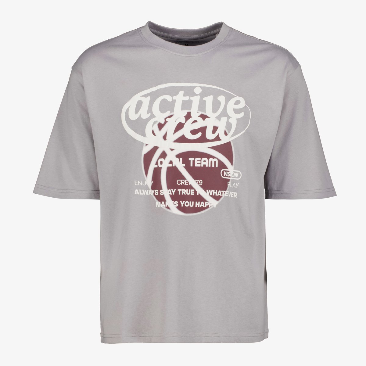 Unsigned heren T-shirt met print lichtgrijs - Maat L
