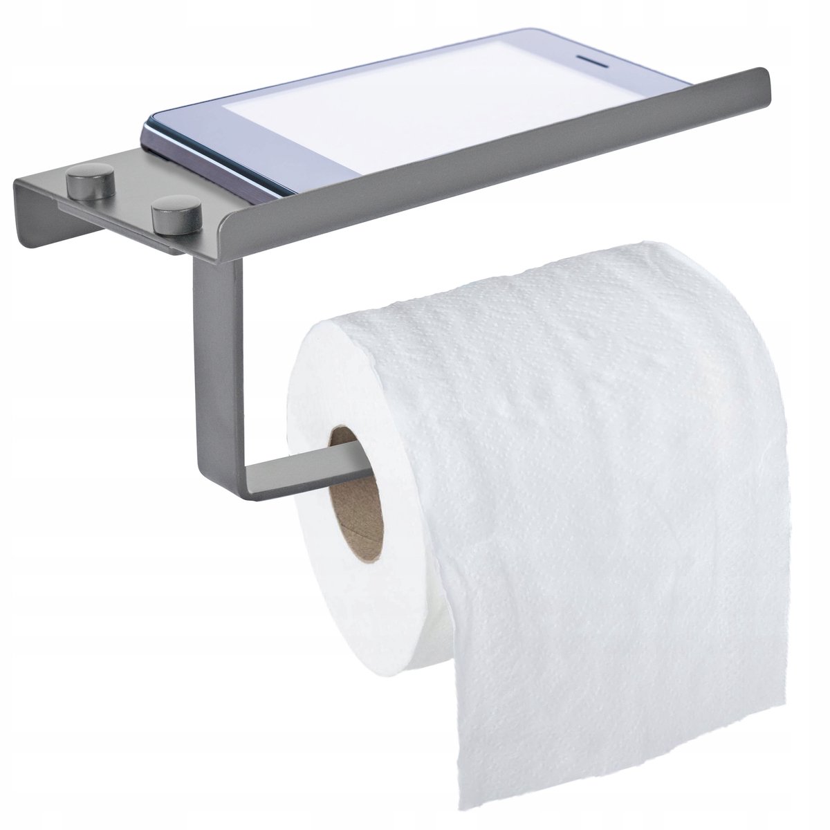 Merkloos Zilveren Toiletrolhouder met Metalen Plank - Stijlvol & Praktisch
