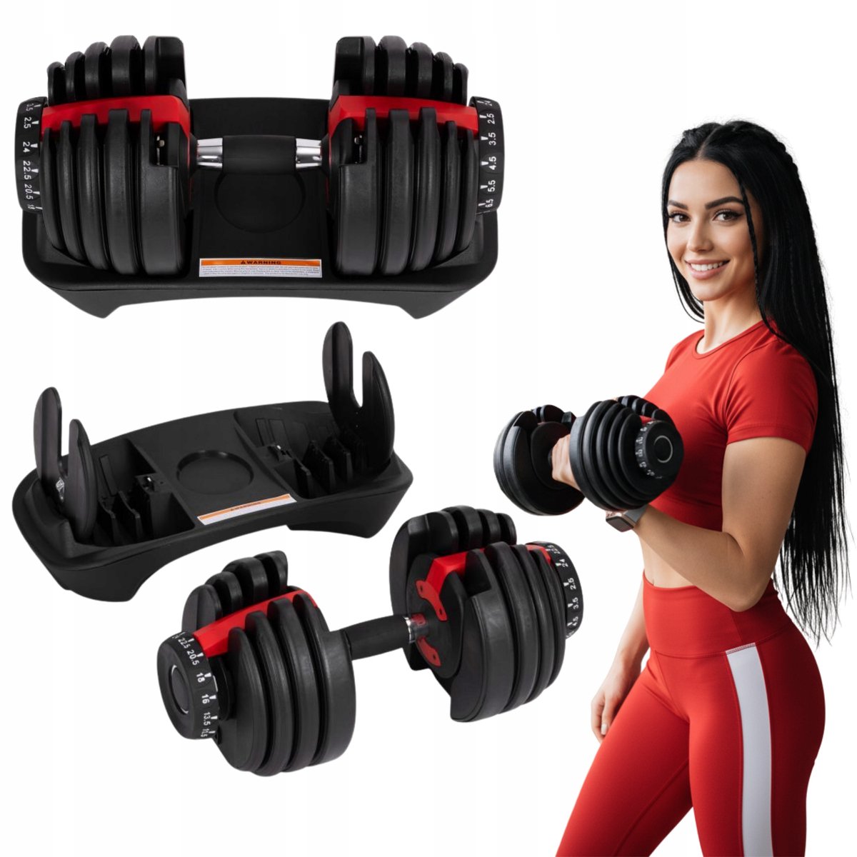 Verstelbare Dumbbells 2,5-24 kg met Standaard - Merkloos Fitnessapparaat