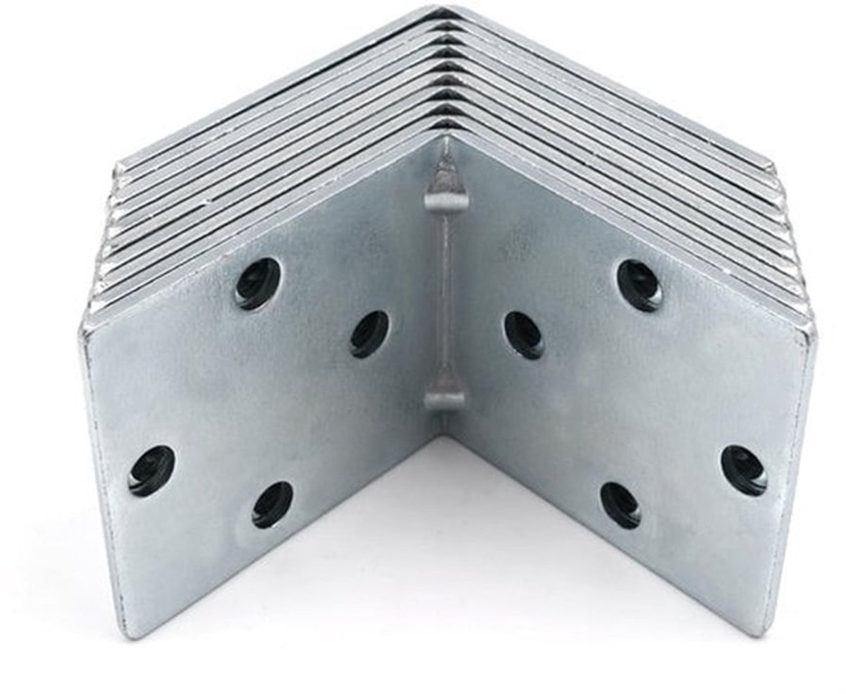 Gatenplaathoek Hoekprofiel 52 x 52 x 45 mm - Verzonken Stalen Houtconnector - 10 Stuks