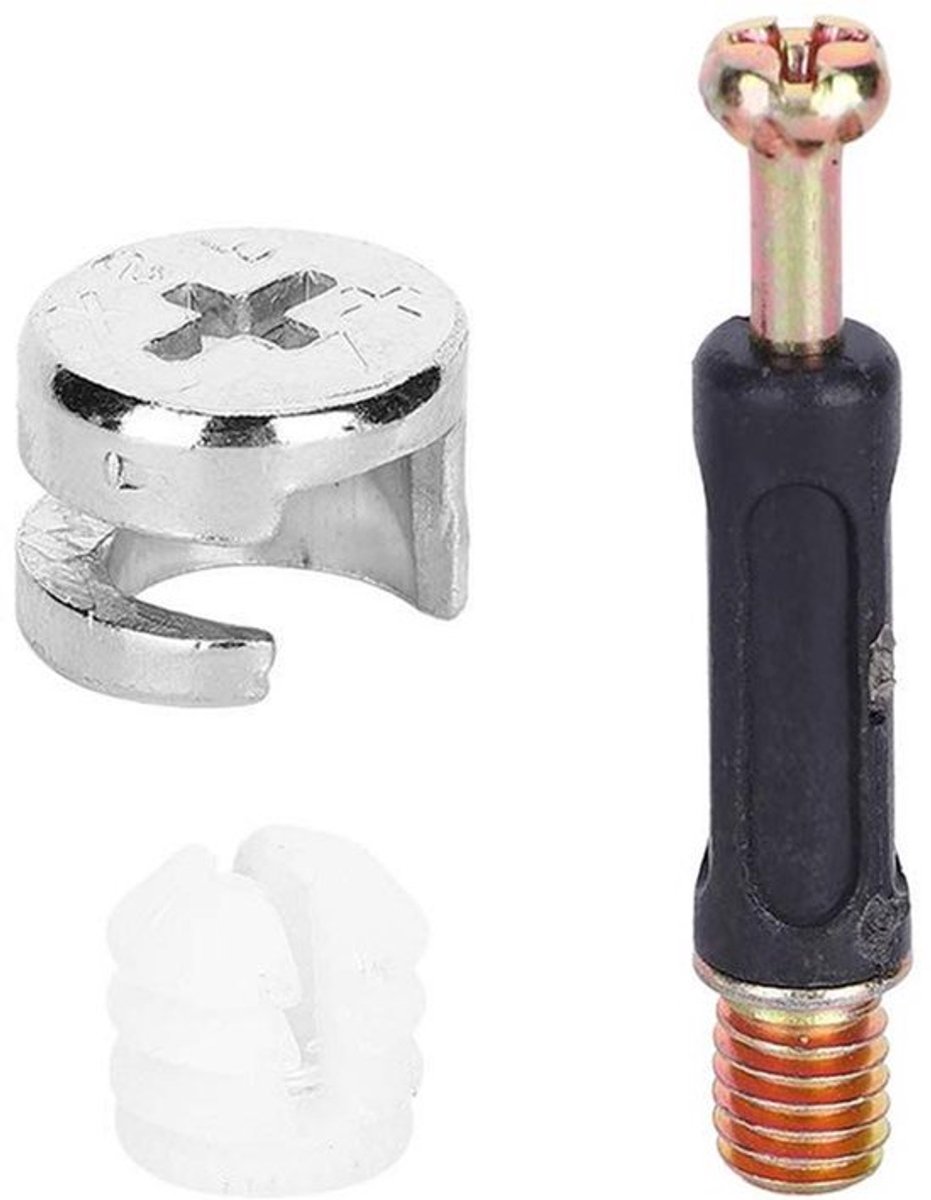 Sets Meubelschroevenset 3 in 1 Connector - Excentrisch Wiel Verbindingsstuk met Schroefdrijfstang