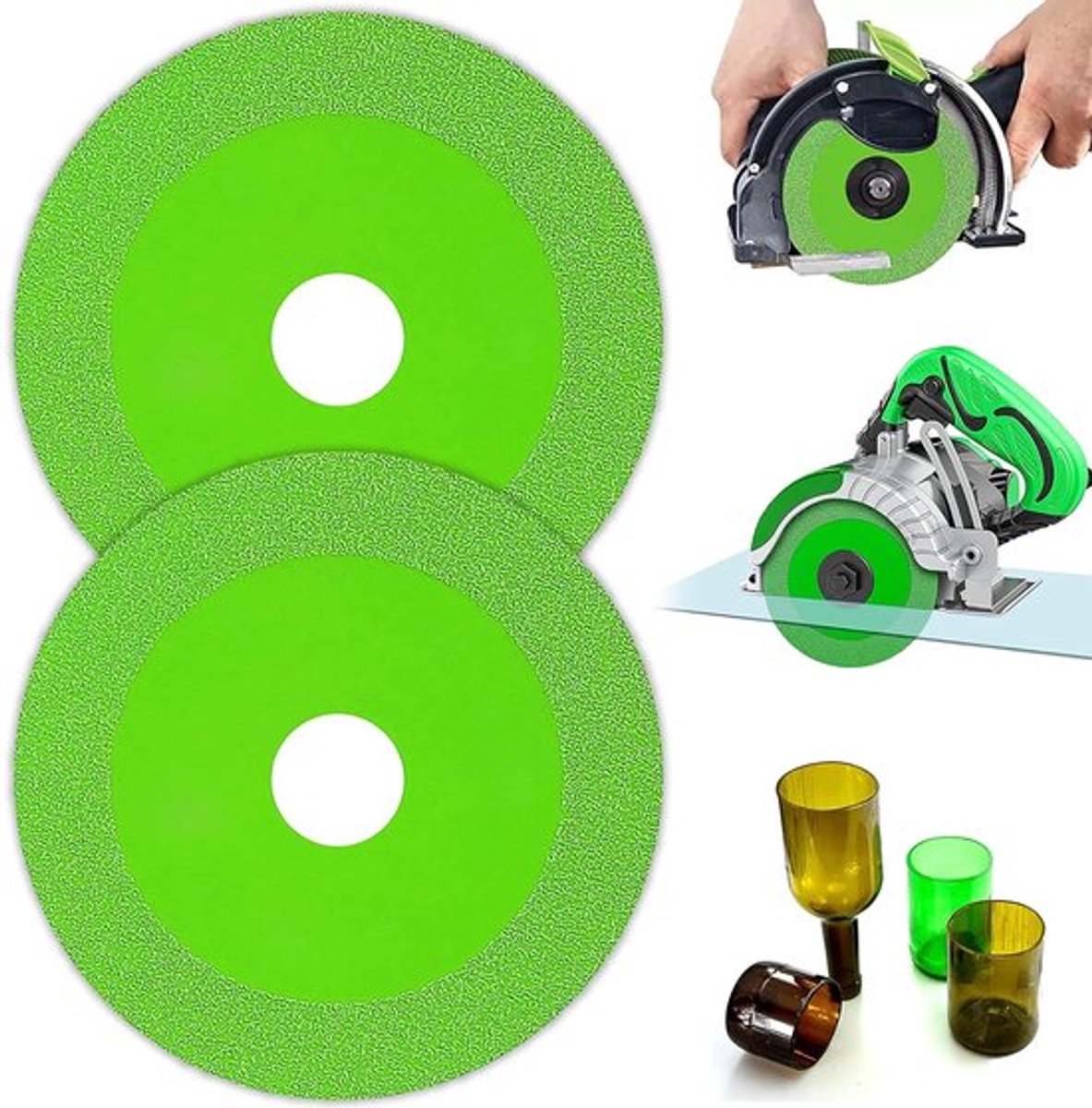 2 Stuks Glas Doorslijpschijven - Professionele Diamantschijf 125 mm - Diamant Doorslijpschijf Ø 22,23 mm voor Haakse Slijpers - Glassnijders voor Flessen, Porselein, Jade en Keramiek
