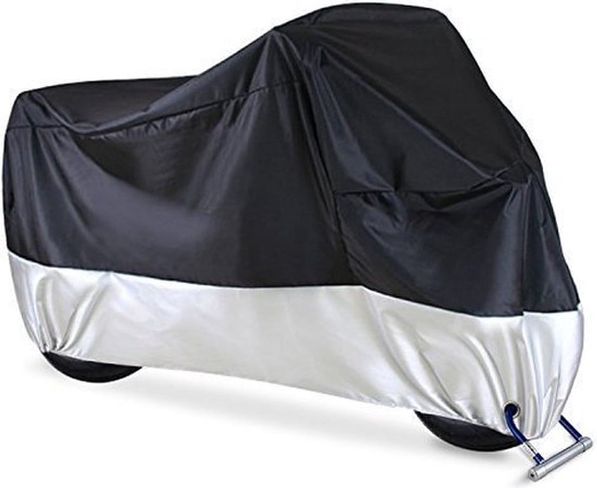 245 x 105 x 125 cm - Afdekzeil voor motorfietsen - Waterdichte motorhoezen - Motorfietsen-afdekzeil waterdicht - Binnen- en buitengebruik - Zwarte motorhoes - Scooterhoes - Motorhoes en Scooterhoes - Universele motorhoes