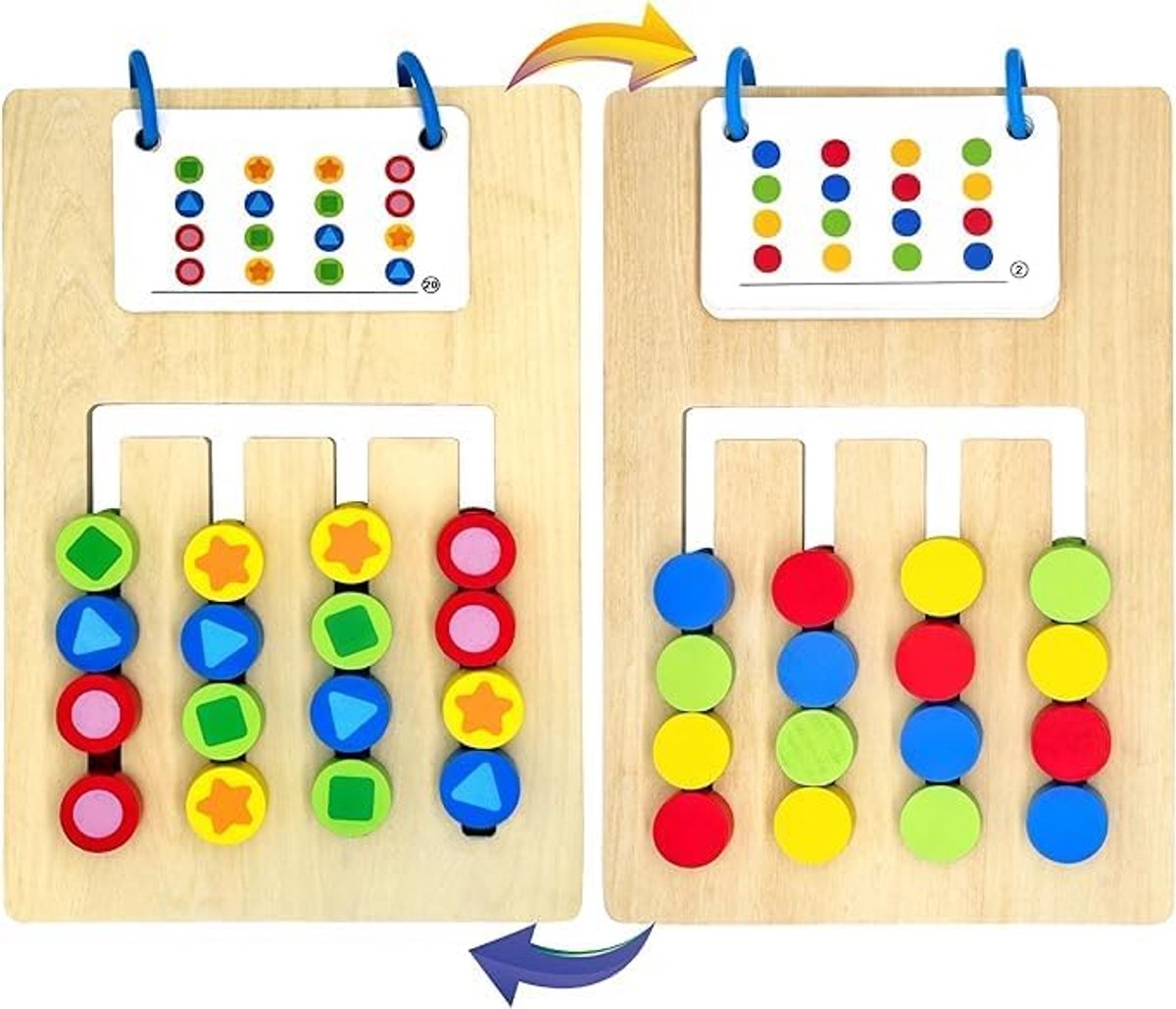 Geheugenspel voor Senioren - Houten Kleur Memory met 20 Kaarten - Dubbelzijdig Speelbaar - voor Activatie & Geheugentraining - 1 Set