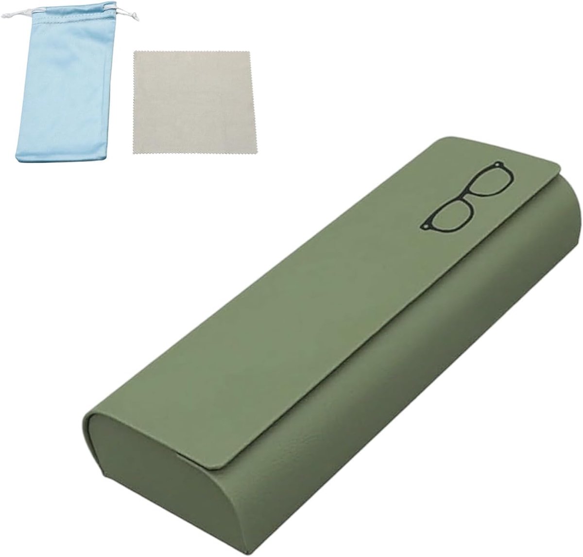 Brillenetui hard 156 × 61 × 30 mm - magnetische sluiting - met reinigingsdoekje - bescherming voor brillen - SnelShoppen