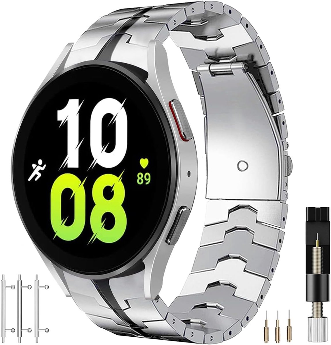 Horlogeband voor Samsung Galaxy Watch 40mm 44mm - RVS Metaal - Dubbel Vouwsluiting - Voor een stijlvol uiterlijk - SnelShoppen