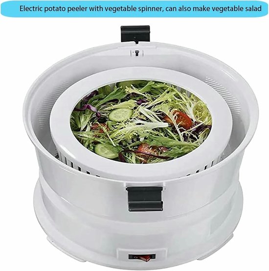 Elektrische Aardappelschilmachine - Aardappelschil Apparaat - Snel Groenten Schillen - Met Container - 1 kg Capaciteit - Wit — afbeelding 4