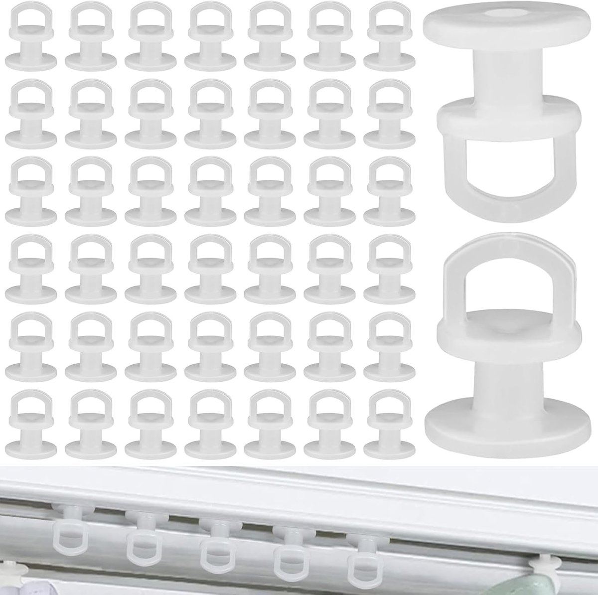 Curtain Hooks 50 Stuks - Hoge Kwaliteit Plastic - Makkelijk te Bevestigen - Geschikt voor Raam- en Deurgordijnen - SnelShoppen