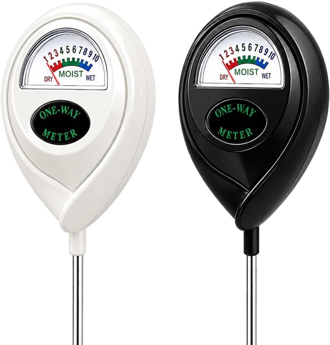 Bodemvochtigheidssensor 2 stuks - zwart/wit - zonder batterijen - nauwkeurige plantenvochtigheidsmeter - SnelShoppen