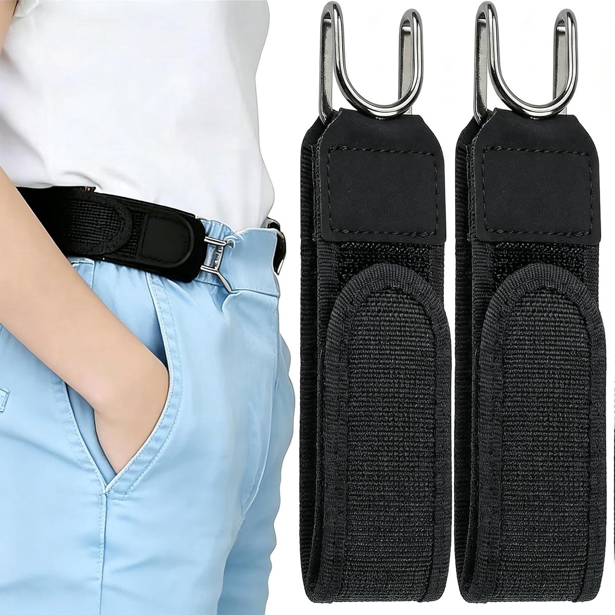 Elastische riem met metalen haakjes - onzichtbare stretchriem - zachte geweven stof - comfortabel voor elke beweging - SnelShoppen