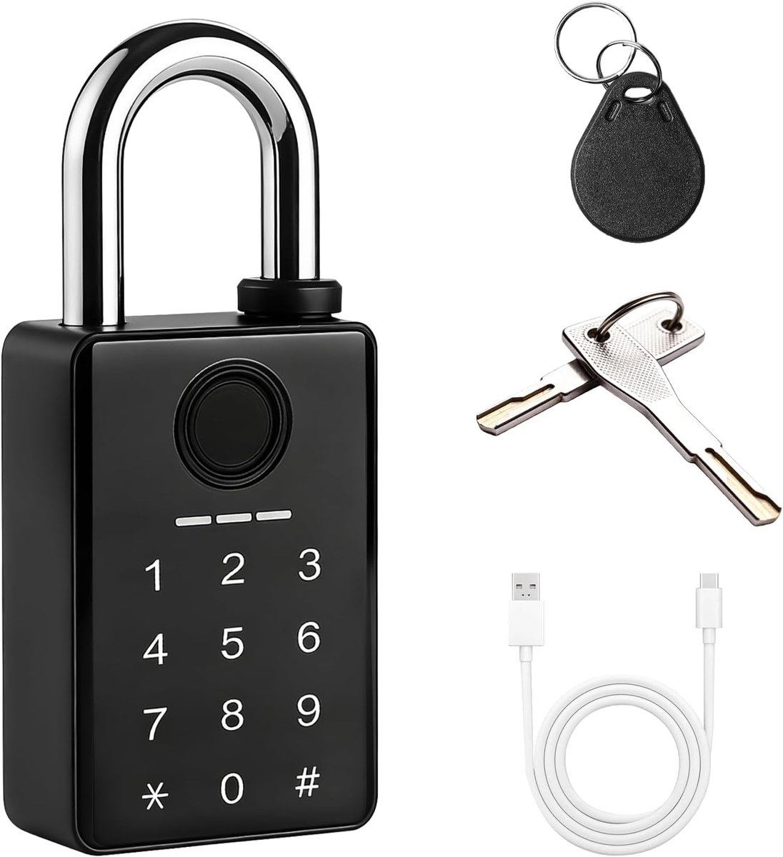 Hangslot vingerafdruk - IP65 weerbestendig - met app en RFID-kaart - ideaal voor tuin en garage - SnelShoppen