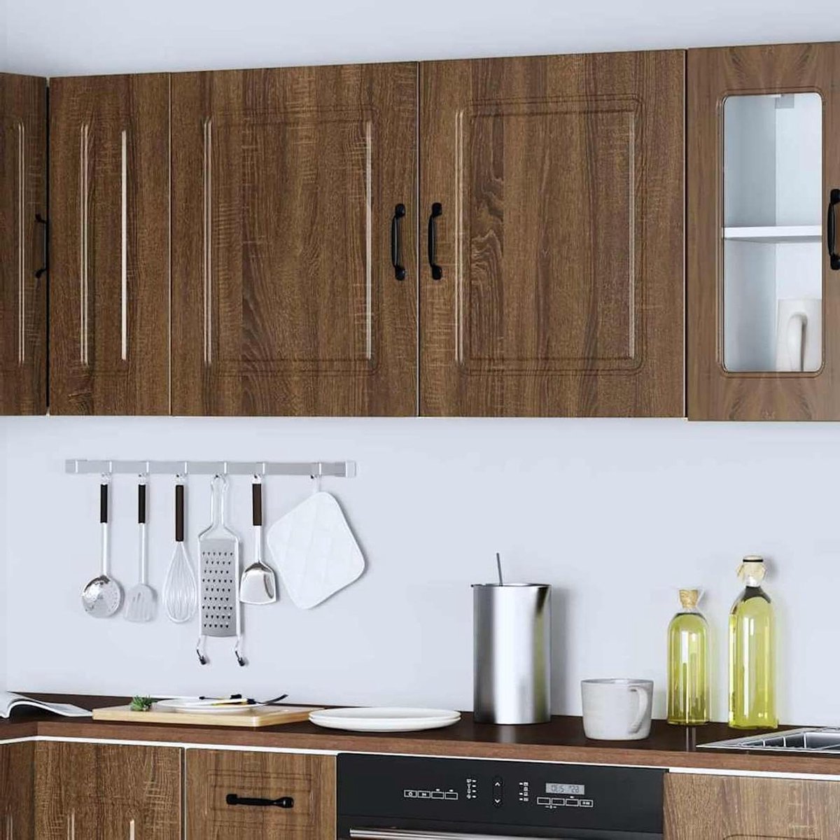 Keukenwandkasten - Wandkasten Keuken - Keuken Organisatie - Ruimtebesparend Ontwerp - 50x31x60 cm - Bruin Eikenlook