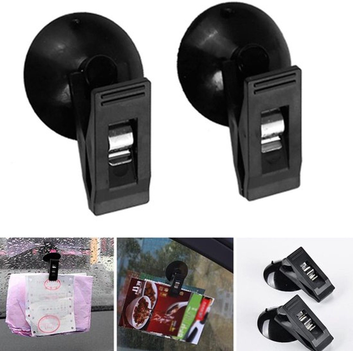 Auto Ticket Clip 1 Paar Parking Voorruit Creditcard Sucker Zuig Cap Card Window Mount Bril Universele Schaduw Gordijn Houder Bril Auto