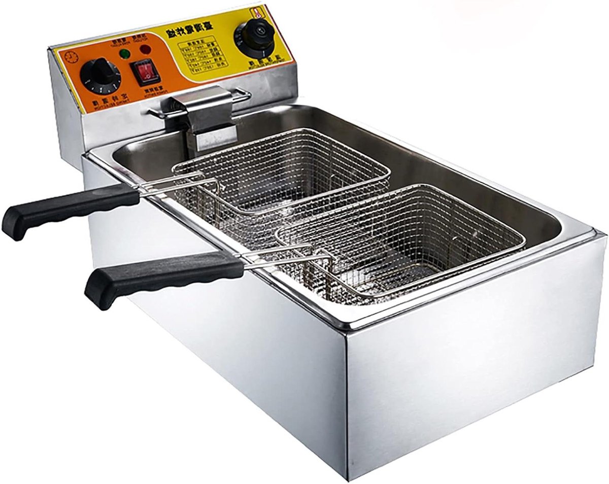 Elektrische Frituurpan - Professionele Frituurpan - Thuis Frituren - Instelbare Temperatuur - 10L - Zilver