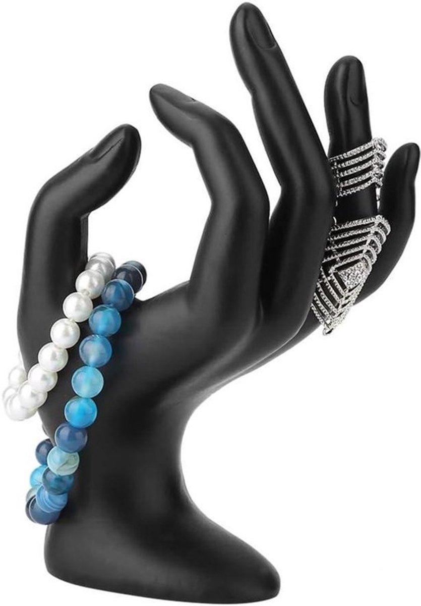 Handvormige Oorbel Zwart Hars/Fluwelen Display Stand - Oorbellen Armbandhouder met Twee Opties - Sieraden Organisator