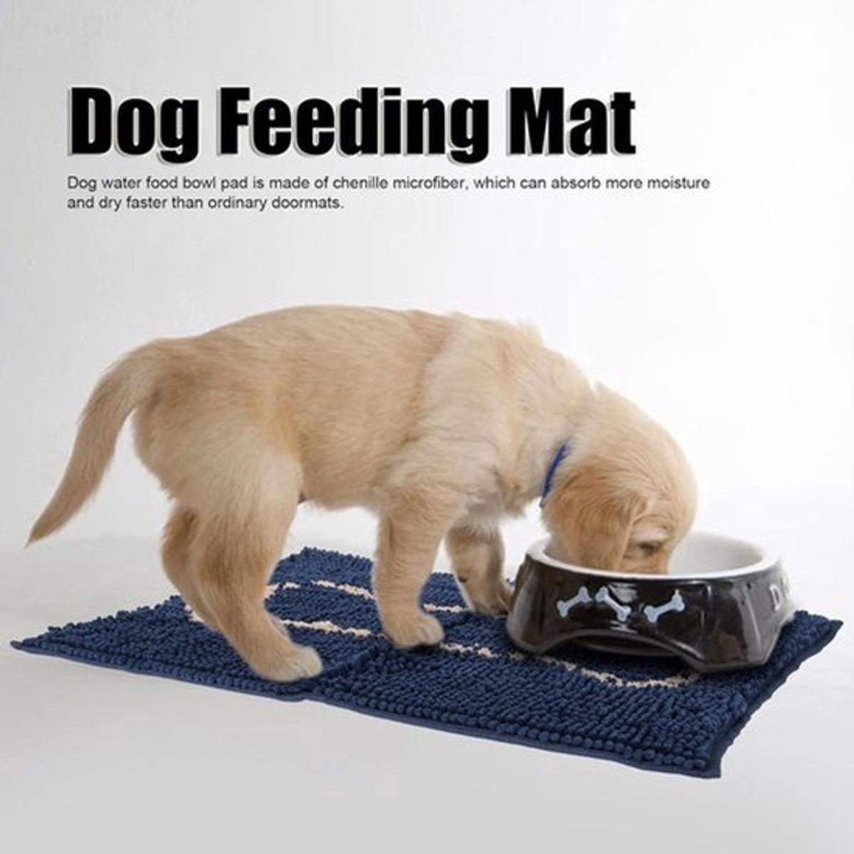 Chenille absorberend binnenhuis deurmat voor honden, voermat voorkomt uitglijden, super zacht en comfortabel, ultra-absorberende mat voor eten en drinken 18x24