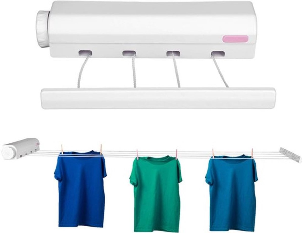 Intrekbare waslijn, binnenwaslijn, telescopische waslijn, draagbare telescopische waslijn, kledingdrooglijn, hanger voor binnen- en buitenbenodigdheden (vier touwen)