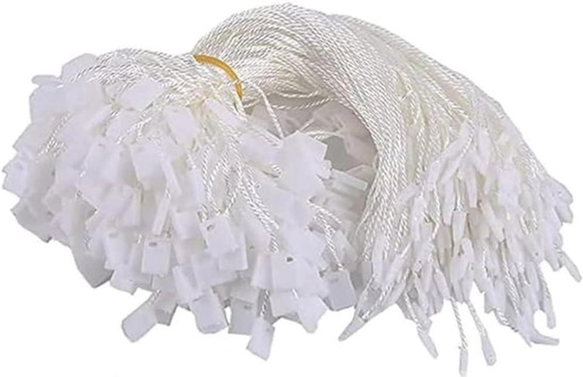200 stuks zwarte nylon hangtags met snap lock pin en witte prijslabels, ideaal voor het eenvoudig en snel labelen van kledingstukken