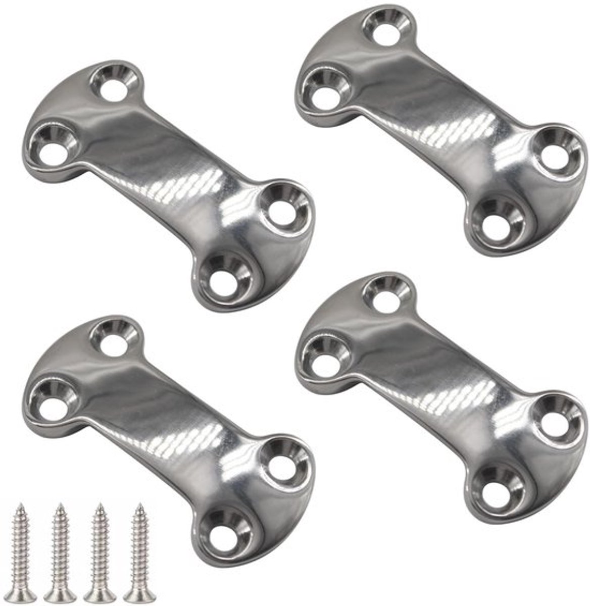 25mm Webbing Drukplaat 304 RVS Multi-Functionele Bevestigingsplaat voor Jachten, Bootdekken Inclusief Schroeven (4 STUKS)