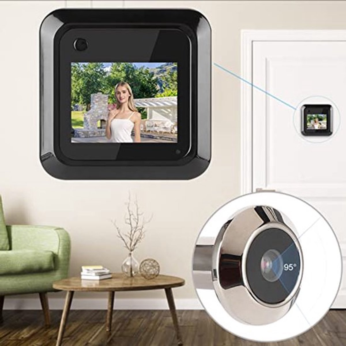 Deurspion Camera voor Appartement, 2.4 inch LCD Scherm Huis Video Deur Oog Kijker Beveiligingscamera Deurbellen, 95° Brede Hoek IR Nachtzicht Voordeur Deurspion Kijker, Loopopname