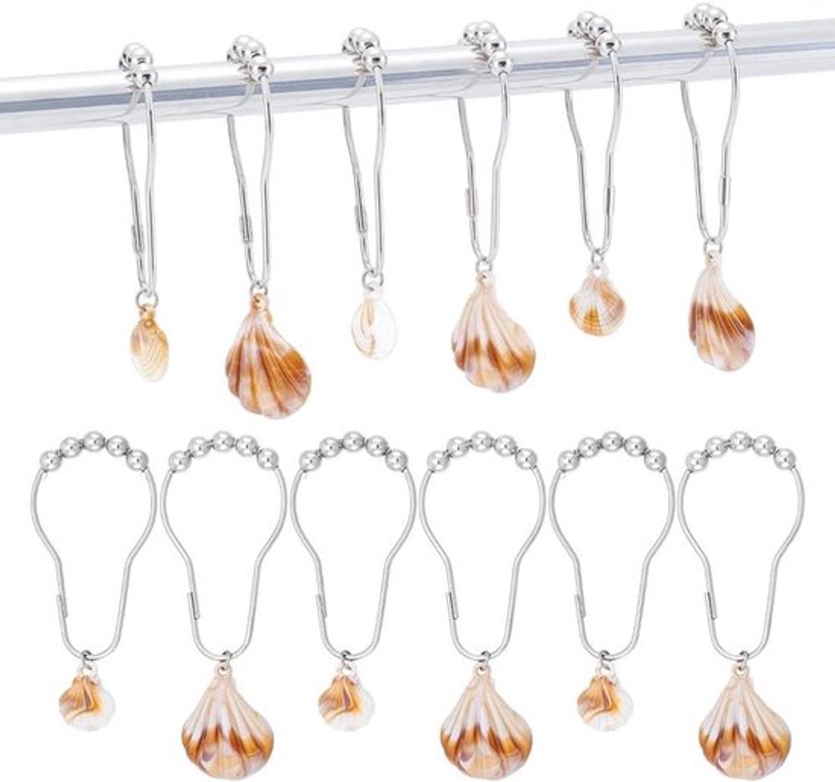 Voor 16-Delige Douchegordijn Haken, Oceaan Thema, Decoratieve Douche Hangers - Badkamer Accessoires
