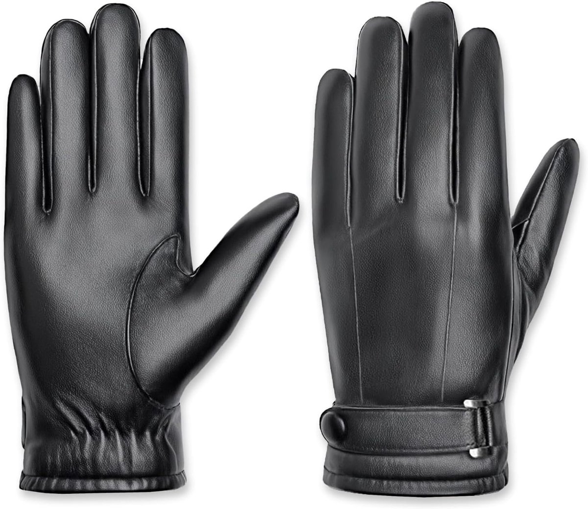 Herenhandschoenen zwart - PU nepleer - touchscreen - ideaal voor buitengebruik - SnelShoppen