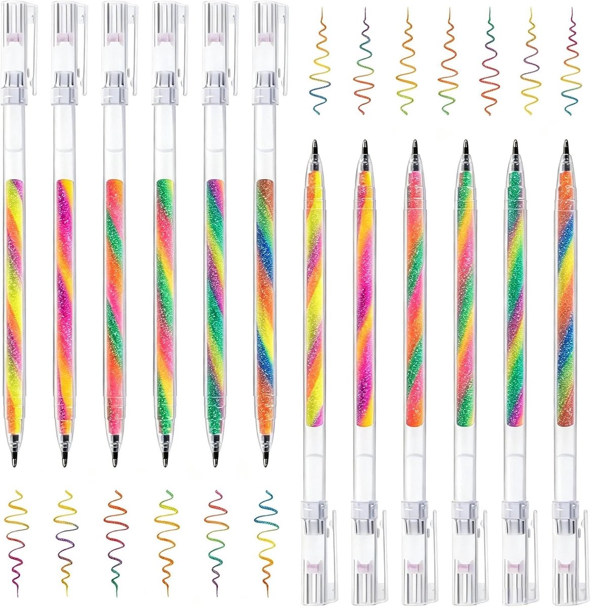 Glitterpennen set 12 stuks - Regenboog kleuren - Vivid effecten - Voor schrijven en tekenen - SnelShoppen