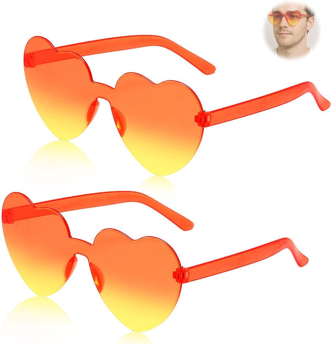 Zonnebril hartvormig - oranje - gekleurde rand - leuk voor feesten - SnelShoppen