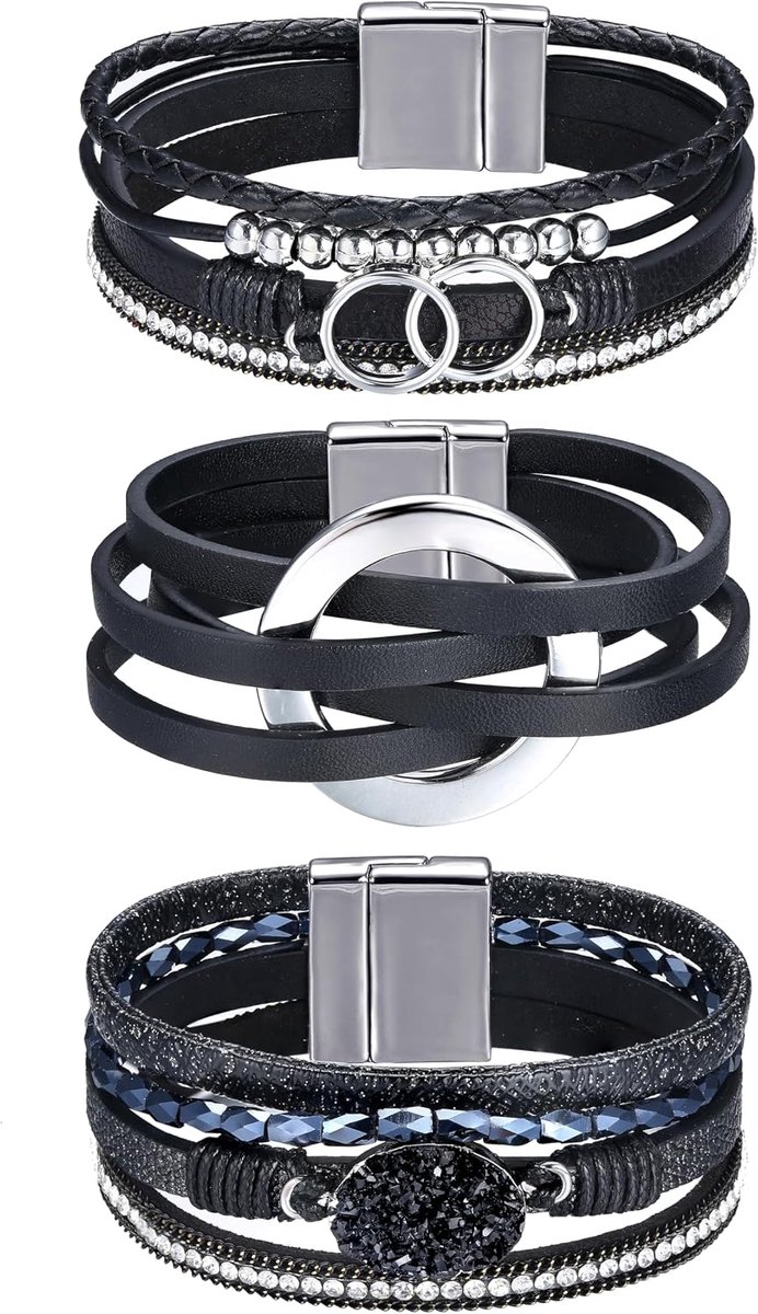 Leren wikkelarmbanden voor vrouwen - boho stijl - met kralen - perfect voor elke gelegenheid - SnelShoppen