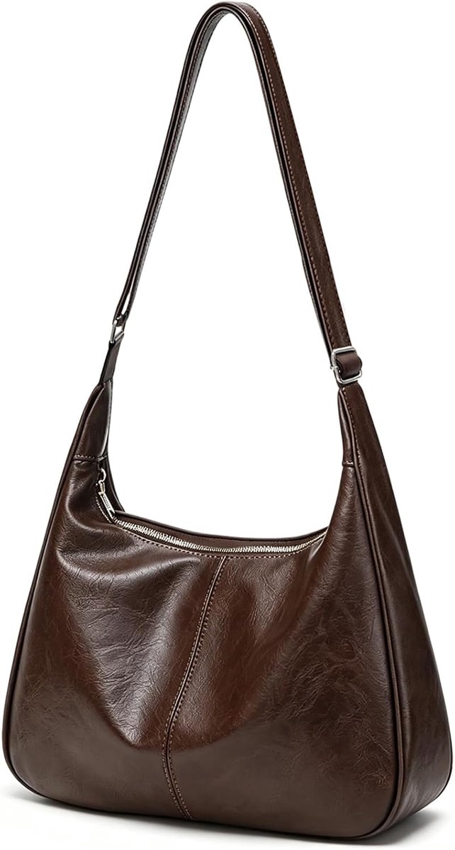 Schoudertas dames 31 x 27 x 11 cm - Zacht PU leer - Verstelbare schouderriem - Ideaal voor college en reizen - SnelShoppen