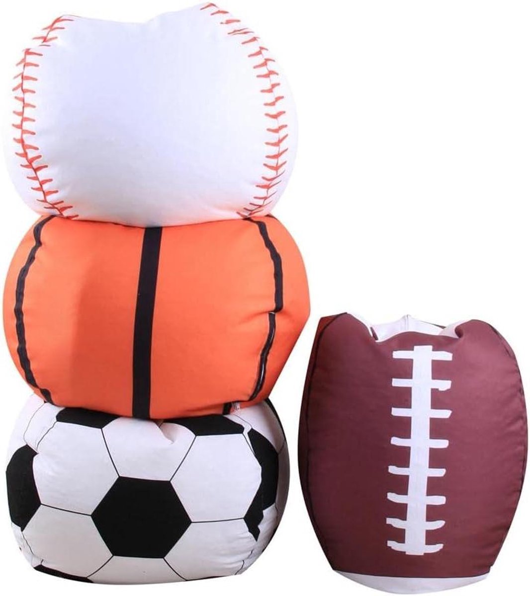 Zitzak Opbergzak - Speelgoedzak Poef - Kinderkamer Organiseren - Grote Capaciteit - 45 cm - Voetbal