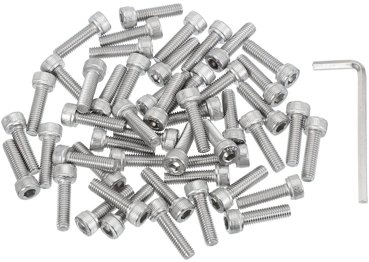 50 stuks M5 x 18 mm Holle Zeskantschroeven, 304 Roestvrij Staal Zeskantschroeven Met Zeskantsleutel, Volledige Schroefdraad