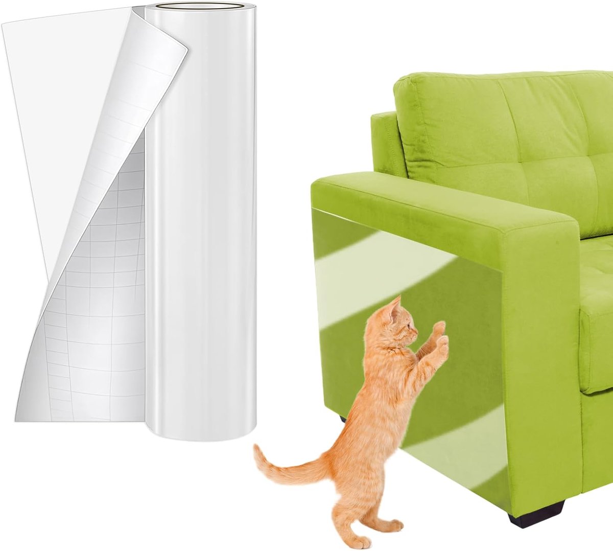 Krabbeschermer 3 m x 20 cm, Anti-Krabbeschermer voor Banken van Transparant | Bescherming voor Meubels Tegen Katten PVC, Krabbeschermer voor Deuren Tegen Honden voor Meubels, Deurpanelen en Muren