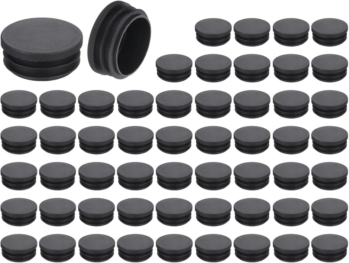 56 stuks ronde kunststof doppen, eindkappen voor zwarte buizen, 42 mm inzetstukken voor meubelpoten, glijbescherming voor stoelen, banken, tafels, rekken