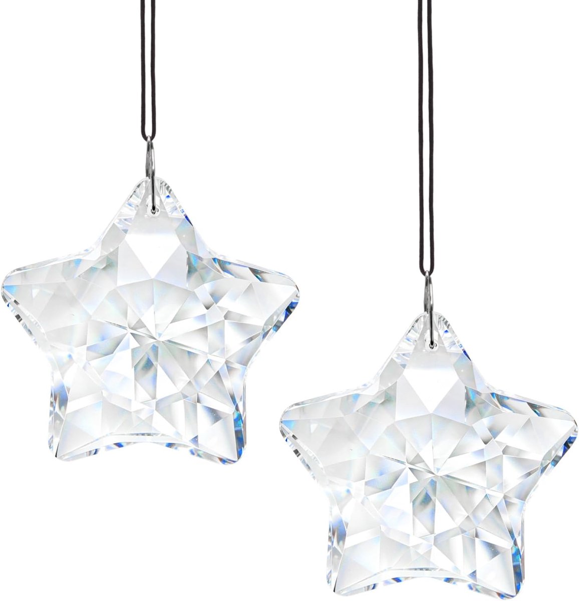 2 stuks K9 kristallen zonnevanger-prisma's, elegante hangende sterren van kristal voor de decoratie van huis en tuin, ideaal voor ramen, kerstbomen en speciale gelegenheden