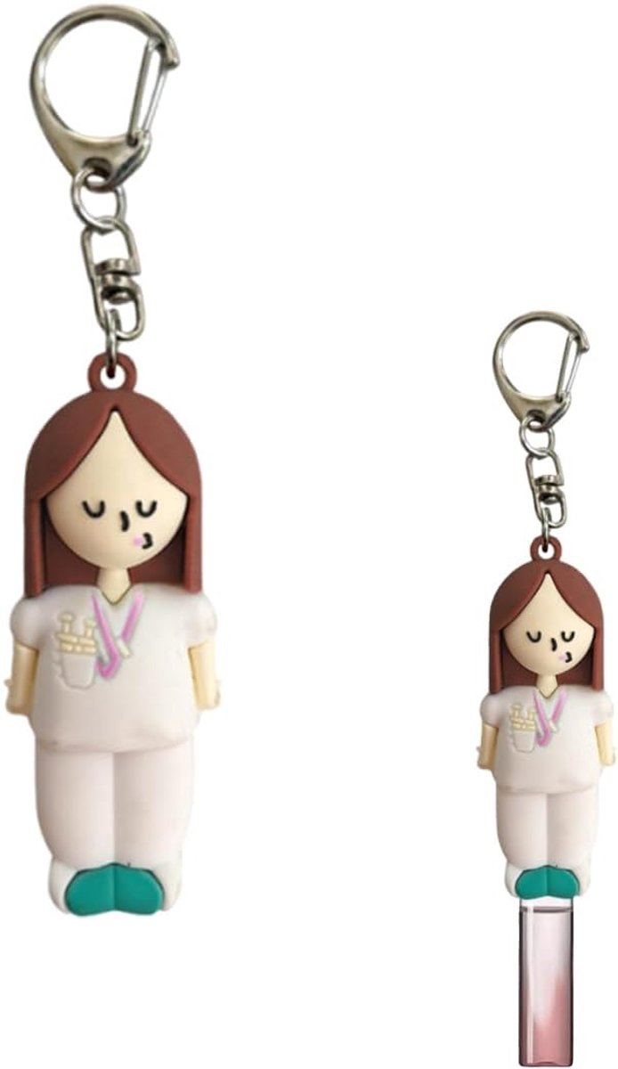 verpleegster, zacht rubber, praktische sleutelhanger voor zorgvuldige professionals, cadeau voor verpleegsters, 1 stuk (blauw, E)