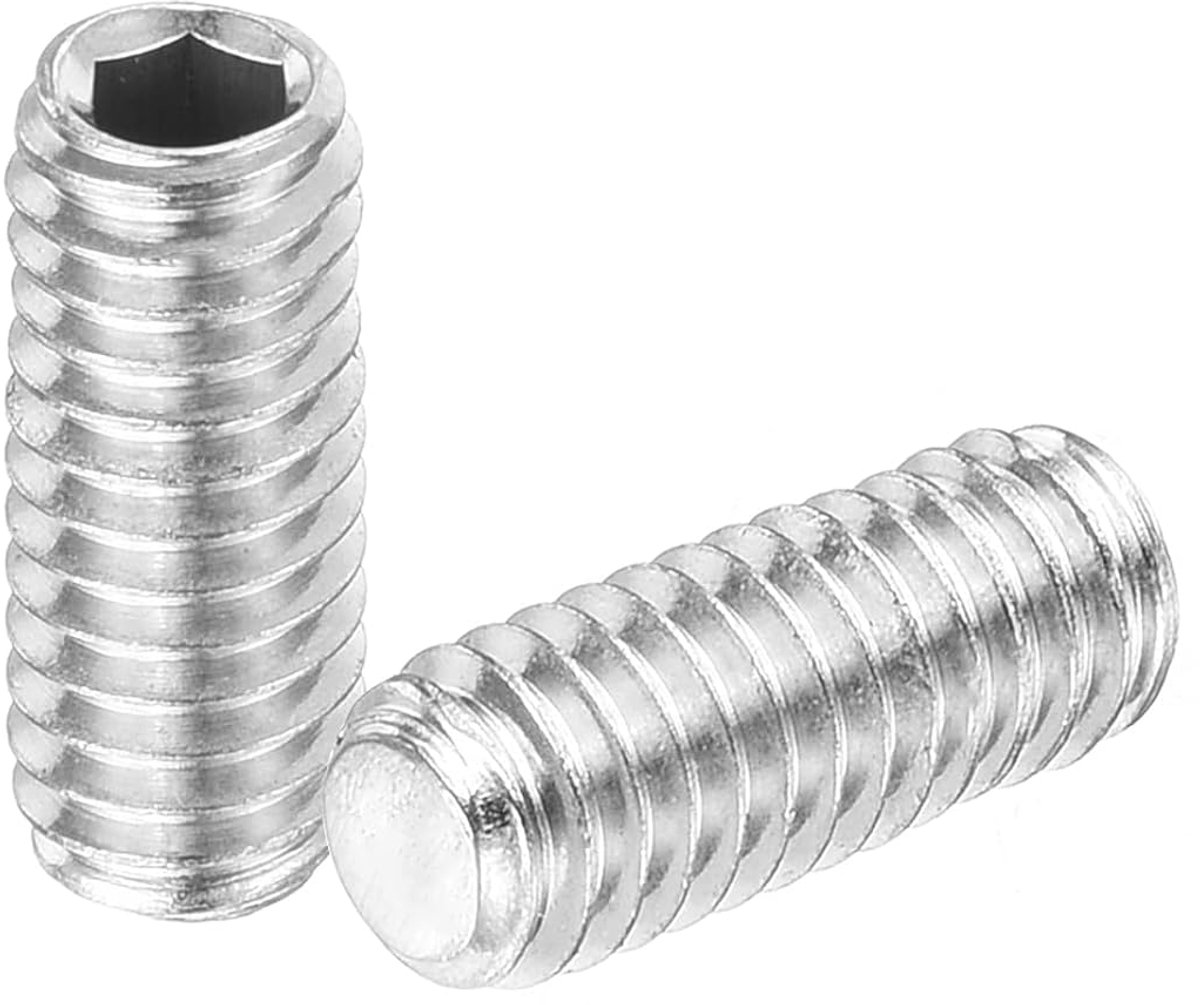 Zeskantige putschroeven, M4 x 10 mm, 304 roestvrij stalen kop, zeskantschroeven, platte punt, putschroef voor deurgrepen, lampreparatie, zilver