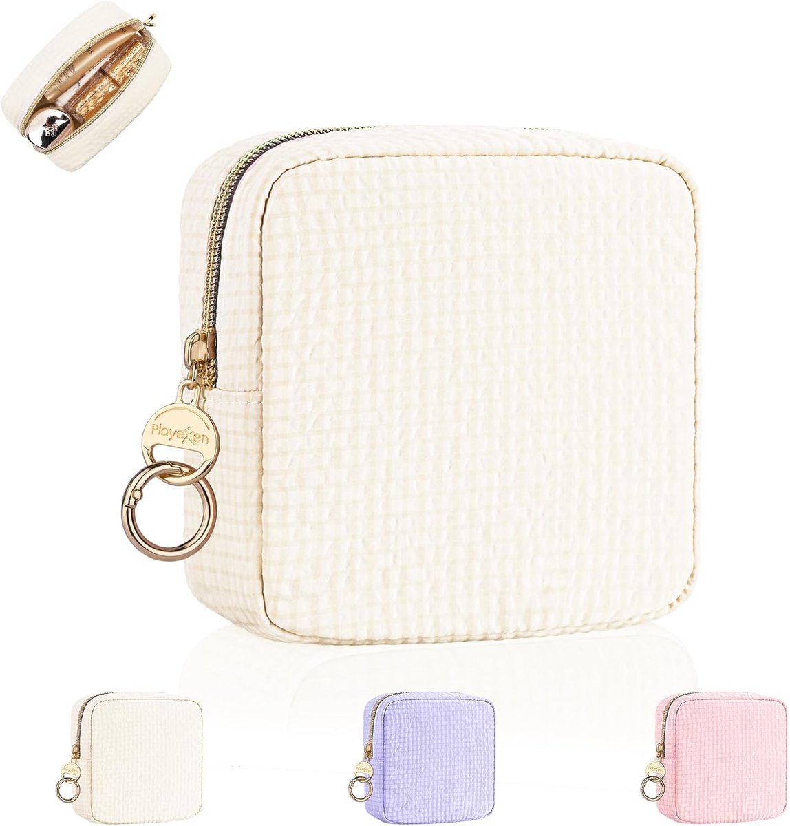 make-uptas voor dames, kleine make-uptas voor het opbergen van cosmetica, mini-toilettas, meisjes, reisset, essentials, product, cadeau, vriendin, verjaardag, 12,5 x 5 x 12,5 cm