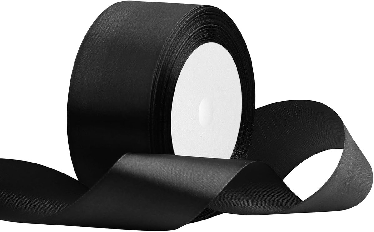 Lint 40 mm breed zwart, 22 meter cadeaulint, stoffen lint voor bruiloftsdecoratie, cadeauverpakking, knutselen, feestdecoratie