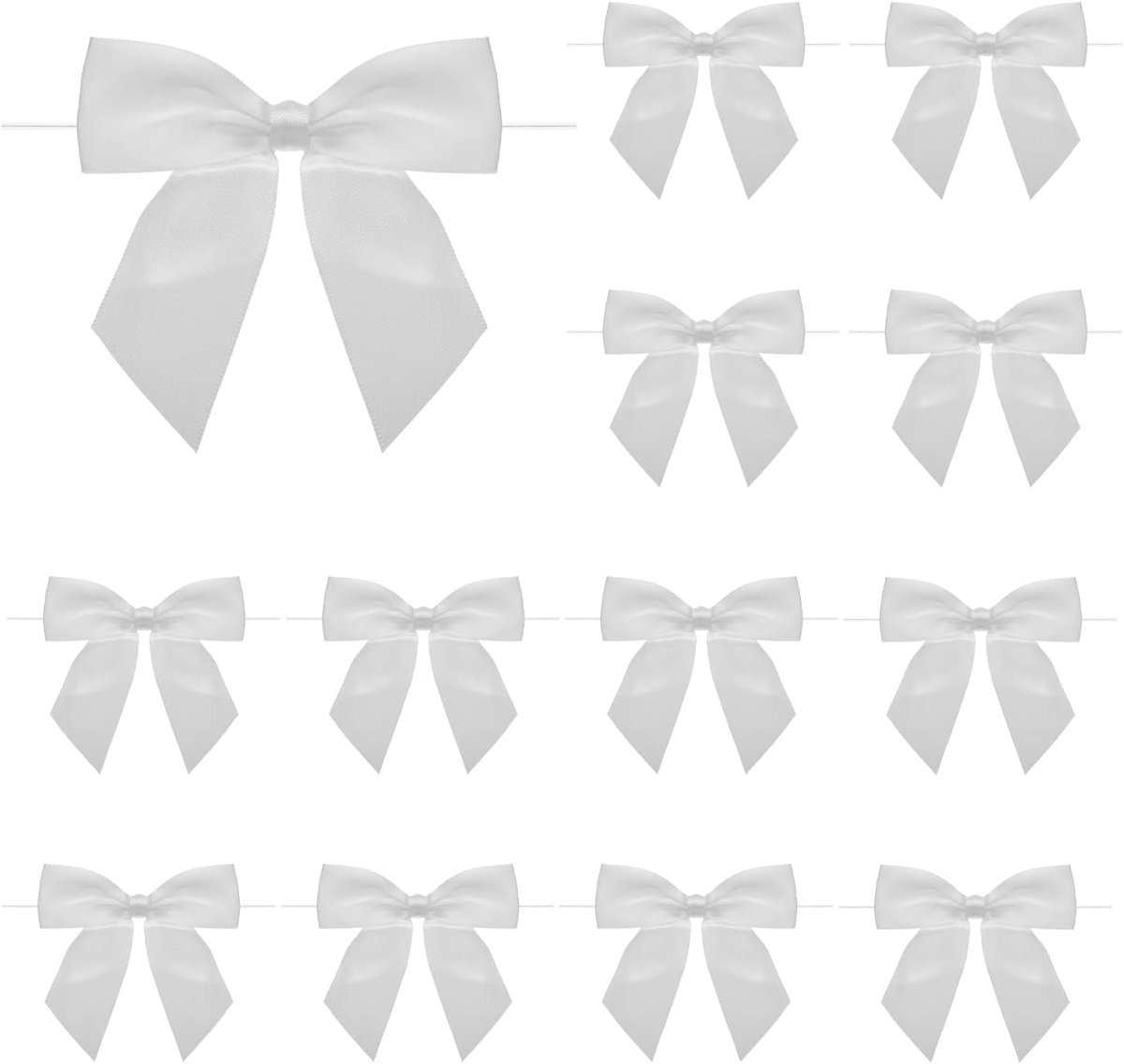 30 stuks voorgebonden linten, satijnen linten, 11,5 cm, draaisluitingen, cadeaustrikken voor knutselwerk, doe-het-zelf, snoepzakjes, Kerstmis, bruiloft, decoratie, feestzakjes, zilver