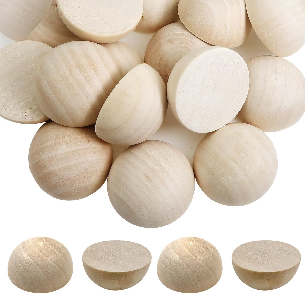 15 stuks Halve Houten Ballen Natuurlijke Onafgewerkte 40 mm Halfronde Houten Kralen Onbehandelde voor Thuis Decoratie doe-het-zelf Handwerk Maken