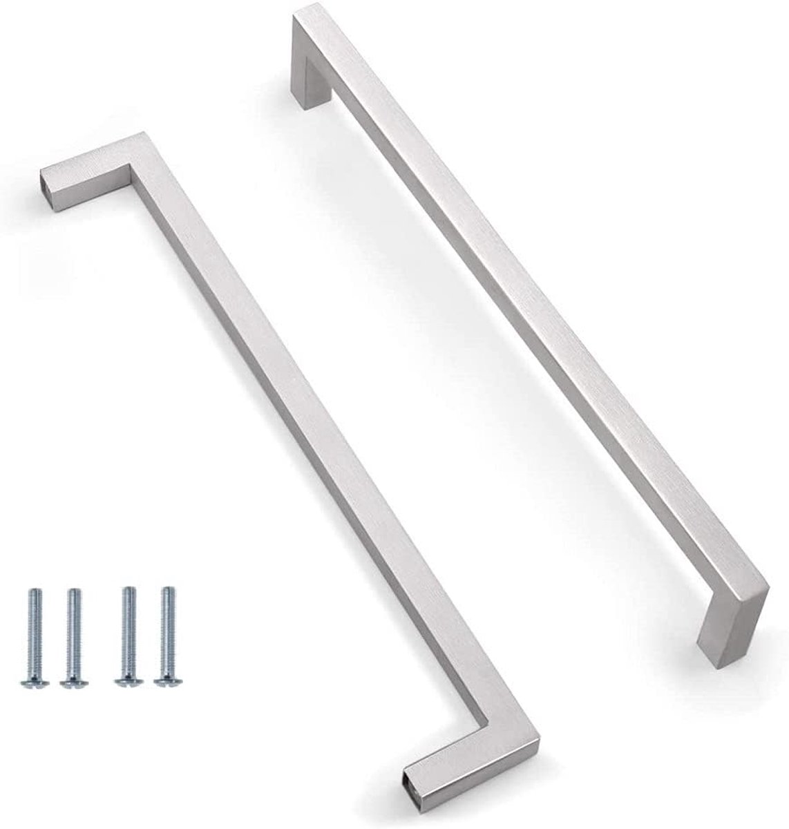 2 stuks roestvrij staal, keuken, kast, deur, handgrepen, kast, slaapkamer, meubels, handvat, afstand 256 mm, zilver, met schroeven