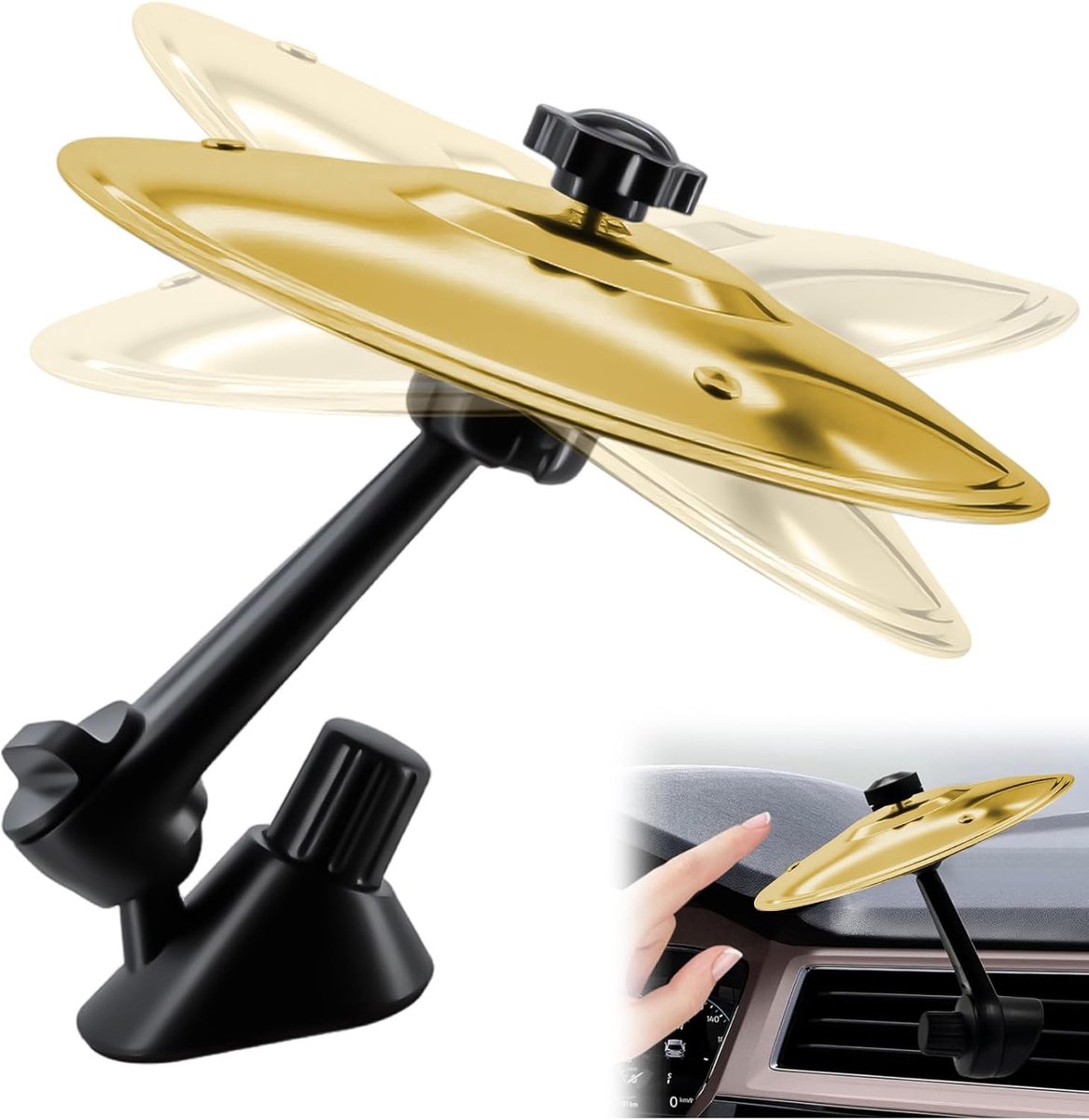 Crash Cymbal autodrumbassin, ventilatiedecoratie, grappige mini-trommelaccessoire voor de auto, cadeau voor muzikanten, mannen en kinderen