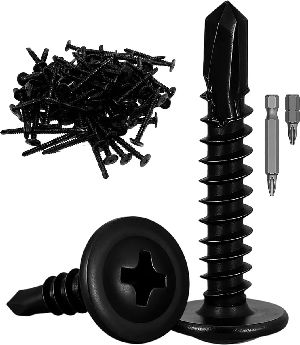 x 45 mm zelftappende schroeven, 80 stuks plaatschroeven met lenskop, boorschroeven, zelftappende schroeven, metalen schroeven met 2 bits voor staal, aluminium, hout
