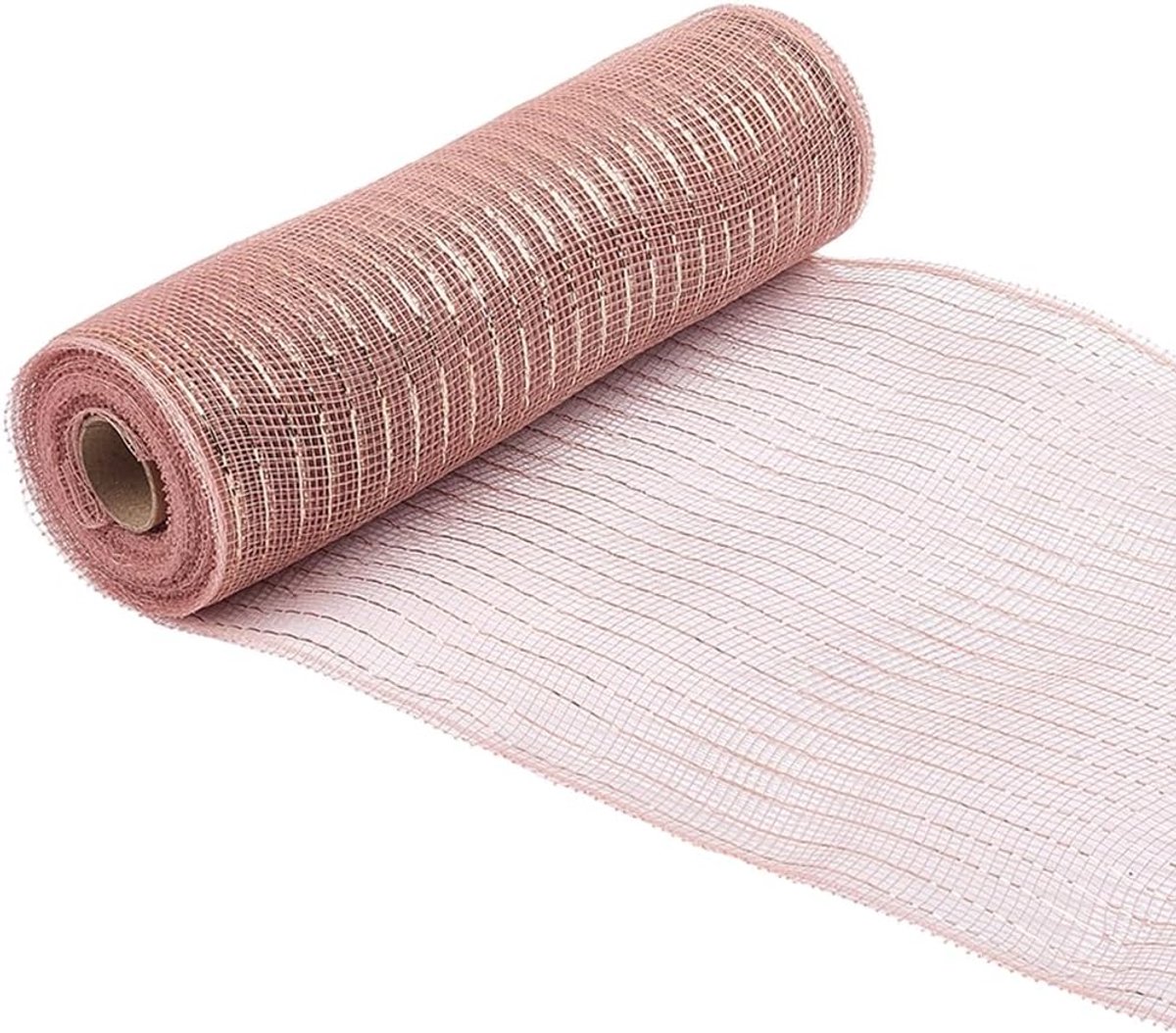 23,77M 260mm Lichtbruin Mesh Lint Rollen met Goudfolie Metallic Glanzende Veelzijdige Brede Platte Netting Stof Linten Voor Nieuwjaar Vakantie Thuis Deur Krans Decoratie Diy Craft Supply