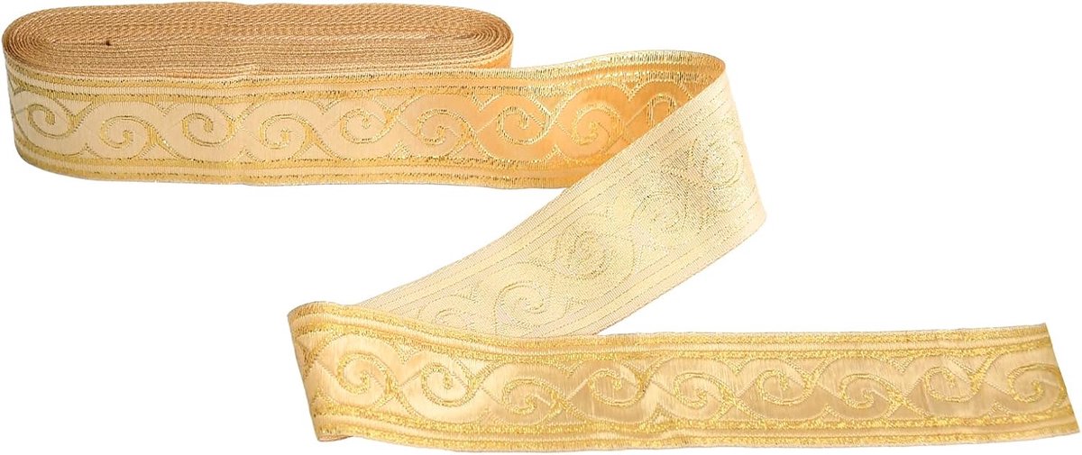 Gouden Jacquard Armband Gouden Stof Kant Naaien Kleding Accessoires 70 x 3,3 cm