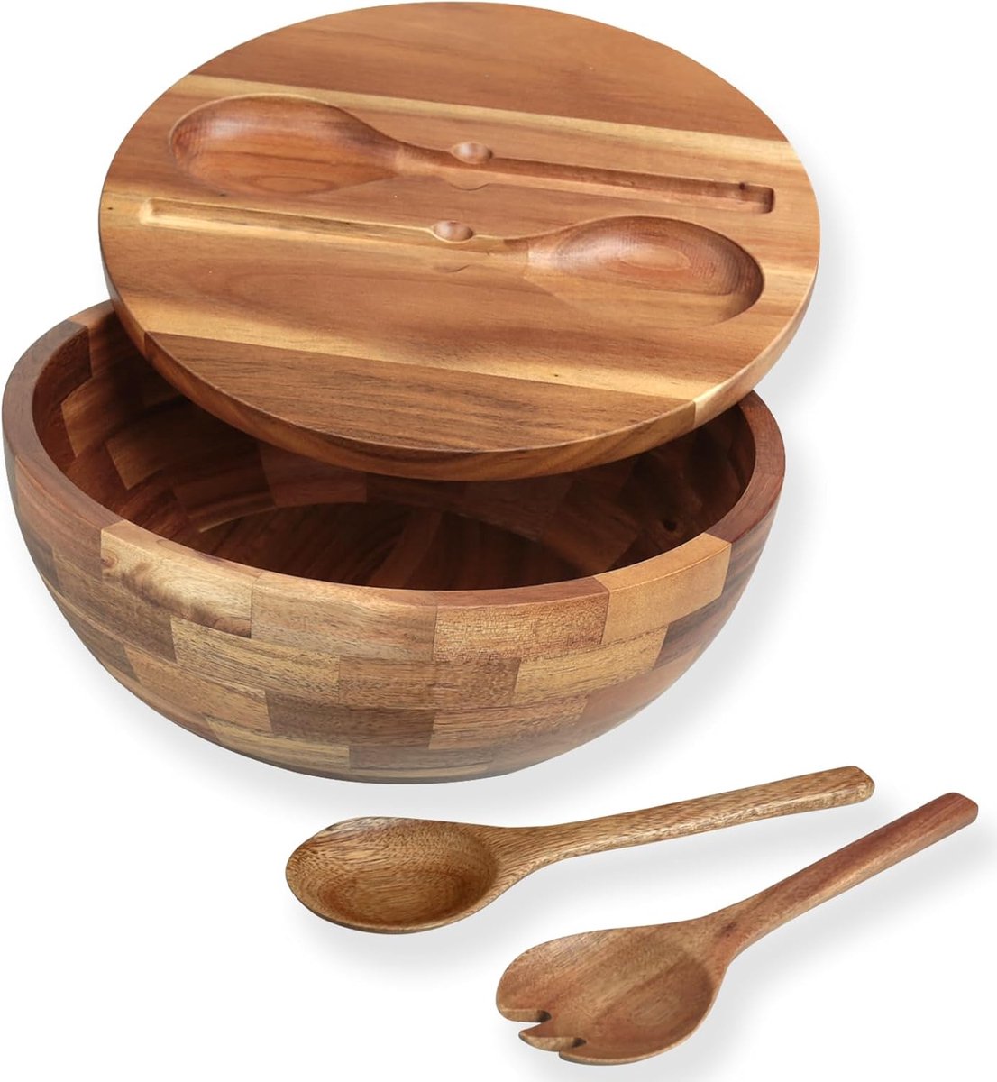 schaal rond van acacia - ideaal als slakom, mengkom | Fruitschaal of broodschaal, Ø 26,5 cm, keukengerei, perfect voor keuken, picknick en feest, bruin