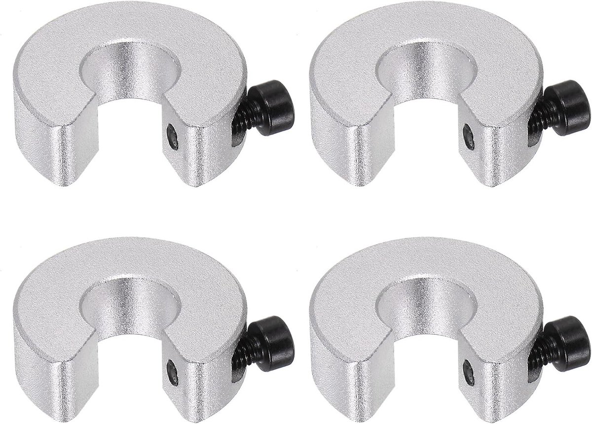 Set van 4 lineaire railstoppers voor lineaire rails, SBR12, aluminium schachtkraag met set schroef, 12 mm boring, 30 mm AD, 10 mm dik, lineaire rails, asaanslagring, SBR railstopper, 4 stuks