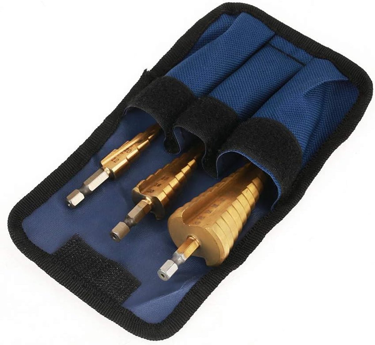 3 stuks freesboor, 4-12/20/32 mm loopboor snelstaal HSS, driehoek conisch titanium, kegelsnijder, trapboor met zeskantschacht voor boorschroevendraaier op staal, messing, hout, kunststof